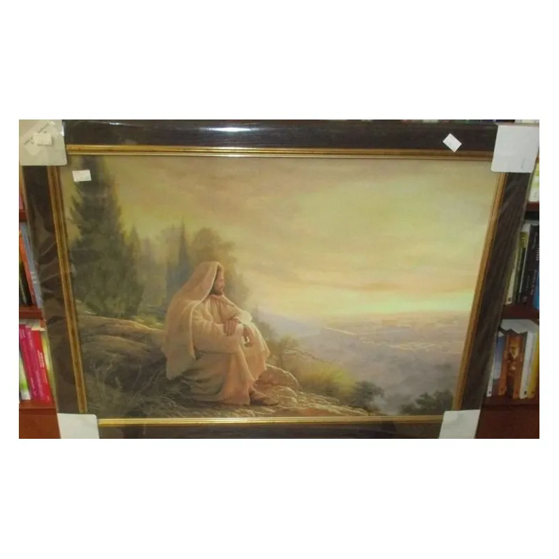 OBRAZ JEZUS MEDYTUJĄCY. PŁÓTNO. Wymiary: 70 cm x 50 cm